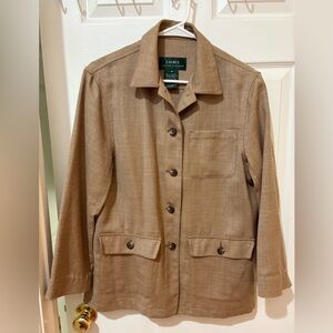 Women’s Lauren Ralph Lauren LRL Shirt Jacket Shacket Sz Medium Wool Linen
